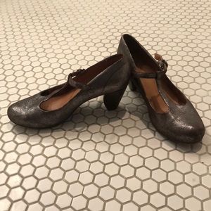 Frye Distressed Silver Mary Jane Heels